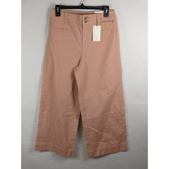 A New Day Wide Leg Pants High Rise Cropped Coral Pink 12 Relaxed Fit Everyday - Picture 9 of 9